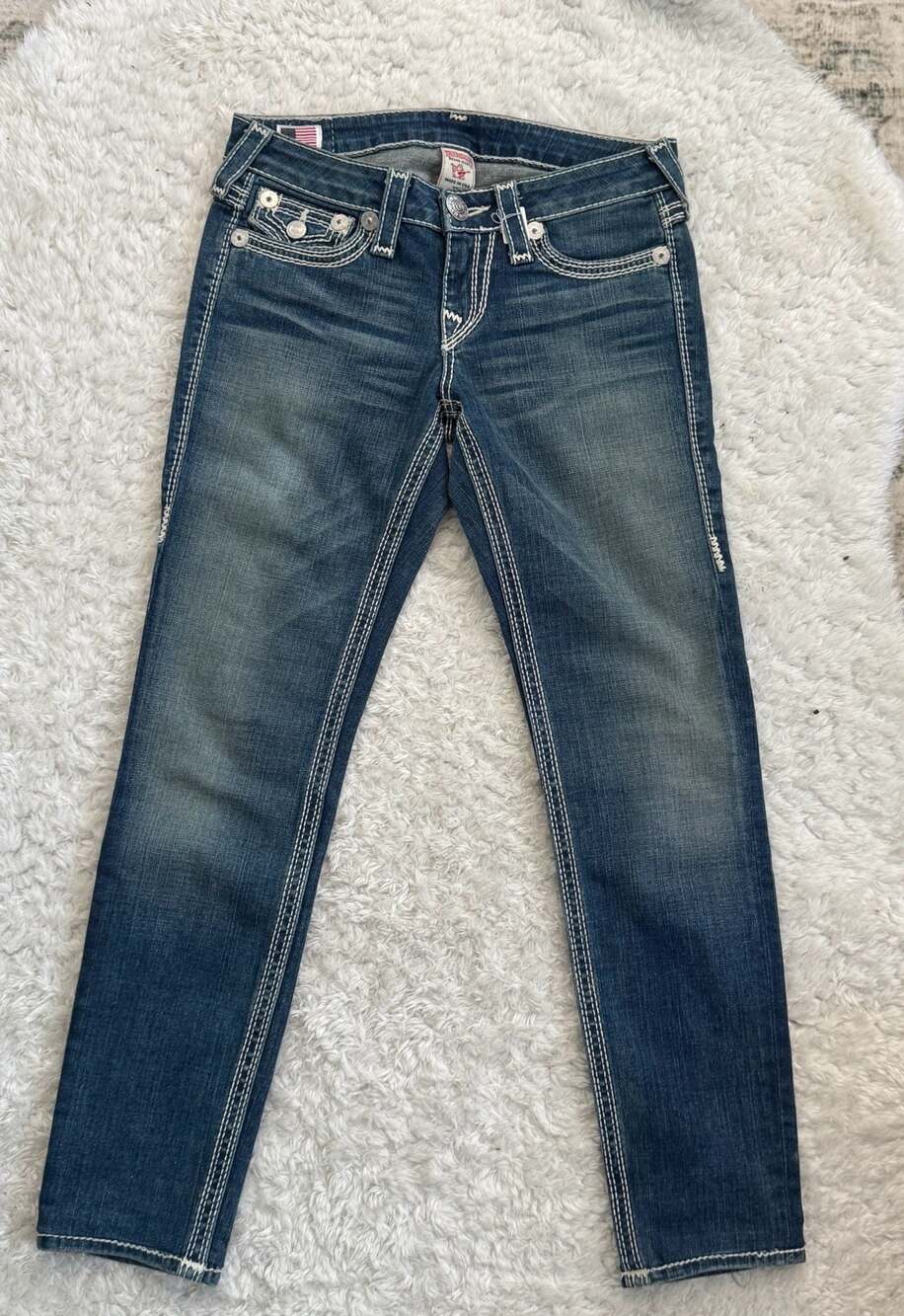 True Religion Brand Jeans Women's Big T Flap Pocket Skinny Jeans Size 27